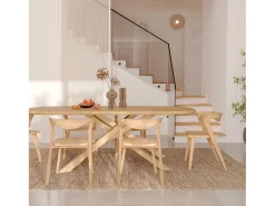 Mesa rectangular de madera maciza de hevea clara 10 plazas - Aladin