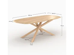Mesa rectangular de madera maciza de hevea clara 10 plazas - Aladin