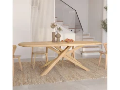 Mesa rectangular de madera maciza de hevea clara 10 plazas - Aladin