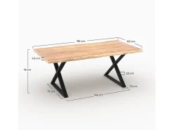 Mesa rectangular de madera maciza de acacia para 6 personas - Gia