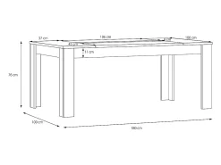 Mesa rectangular de roble 180 cm con botellero Polypody
