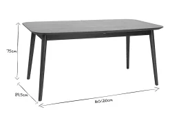 Mesa rectangular extensible con extensiones integradas de madera de nogal oscuro 160-210 cm ANK