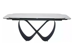 Mesa rectangular extensible de diseño con aspecto de mármol gris ámbar