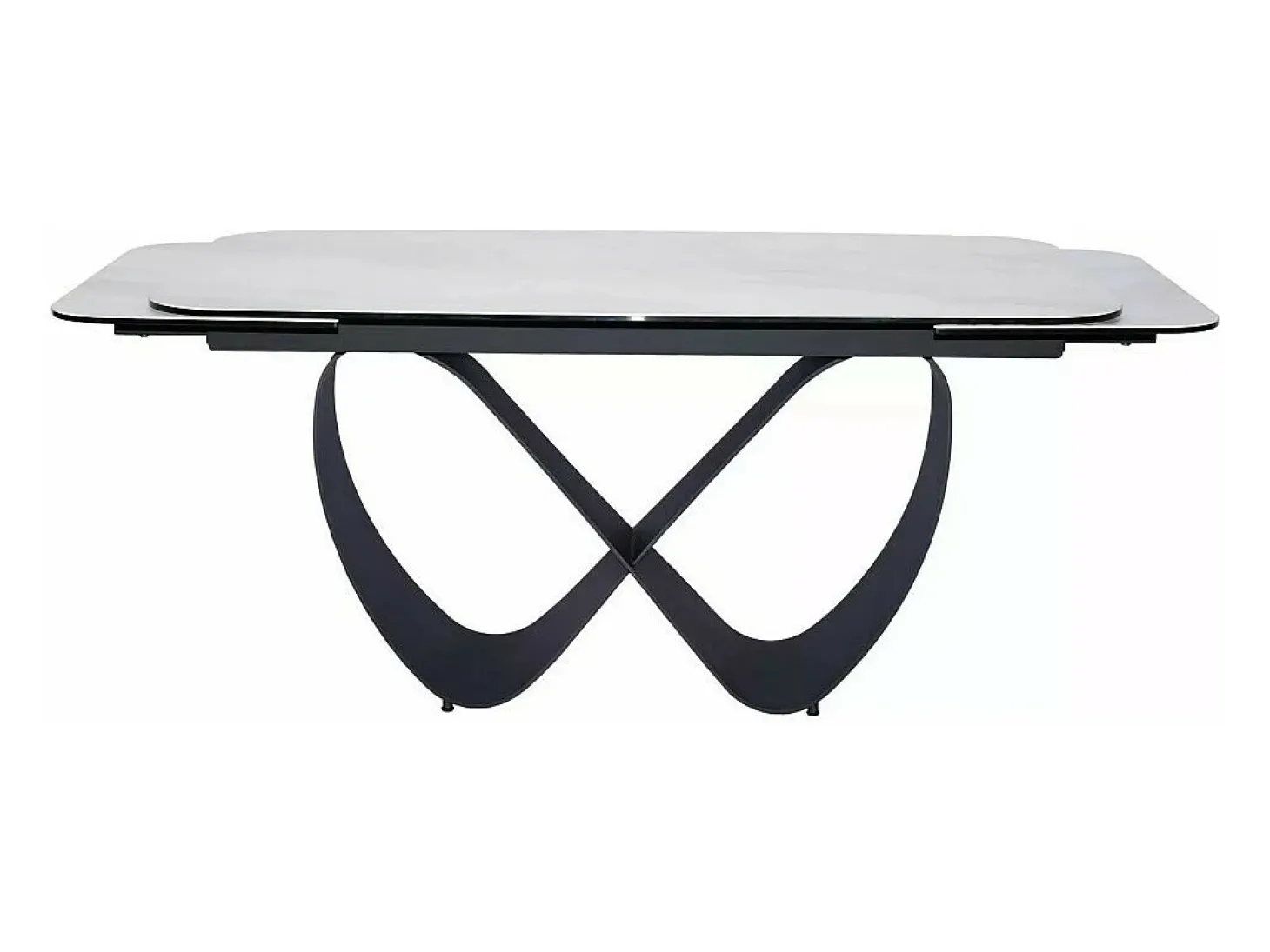 Mesa rectangular extensible de diseño con aspecto de mármol gris ámbar