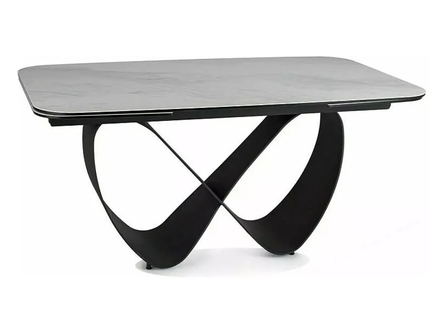 Mesa rectangular extensible de diseño con aspecto de mármol gris ámbar