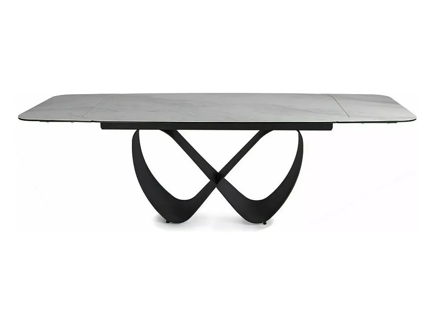 Mesa rectangular extensible de diseño con aspecto de mármol gris ámbar