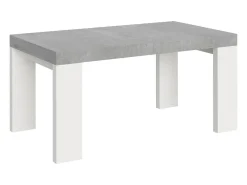 Mesa rectangular extensible hormigón gris y blanco 160 a 420 cm Ribo-Soporte 2 pies