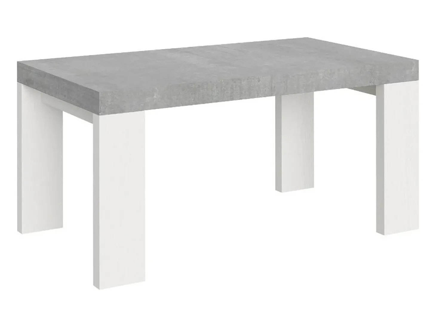 Mesa rectangular extensible hormigón gris y blanco 160 a 420 cm Ribo-Soporte 2 pies
