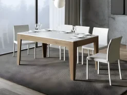 Mesa rectangular extensible 160/220 cm madera clara y blanco Mixa