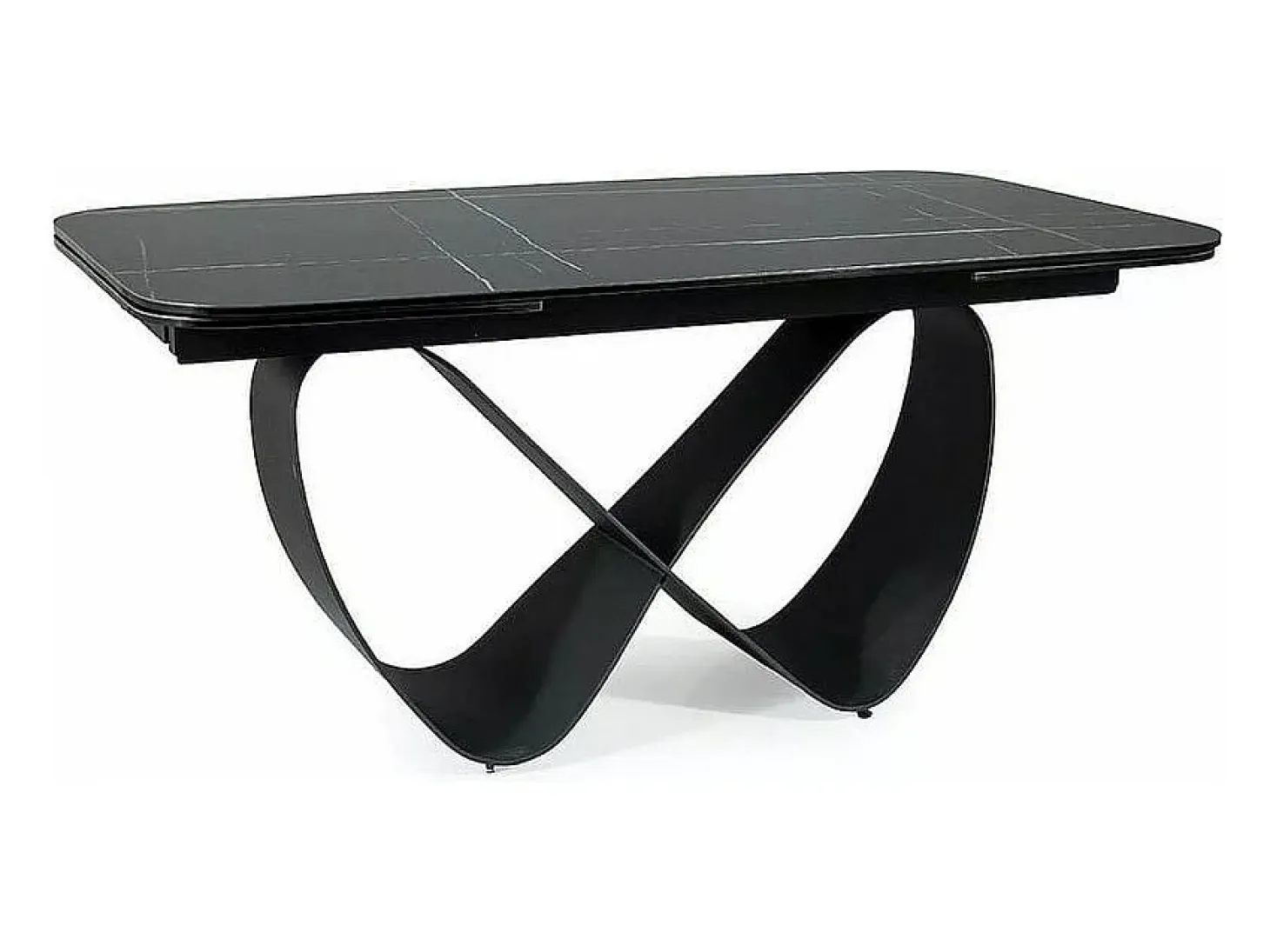 Mesa rectangular extensible de diseño con aspecto de mármol negro Ambre