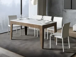 Mesa rectangular extensible 160/220 cm nogal y blanco Mixa