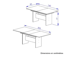 Mesa rectangular industrial 1 extensión - 205/160 cm
