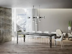 Mesa rectangular oriental extensible para 6 a 20 personas L 160 a 420 cm estructura de metal gris hormigón y antracita Zakary