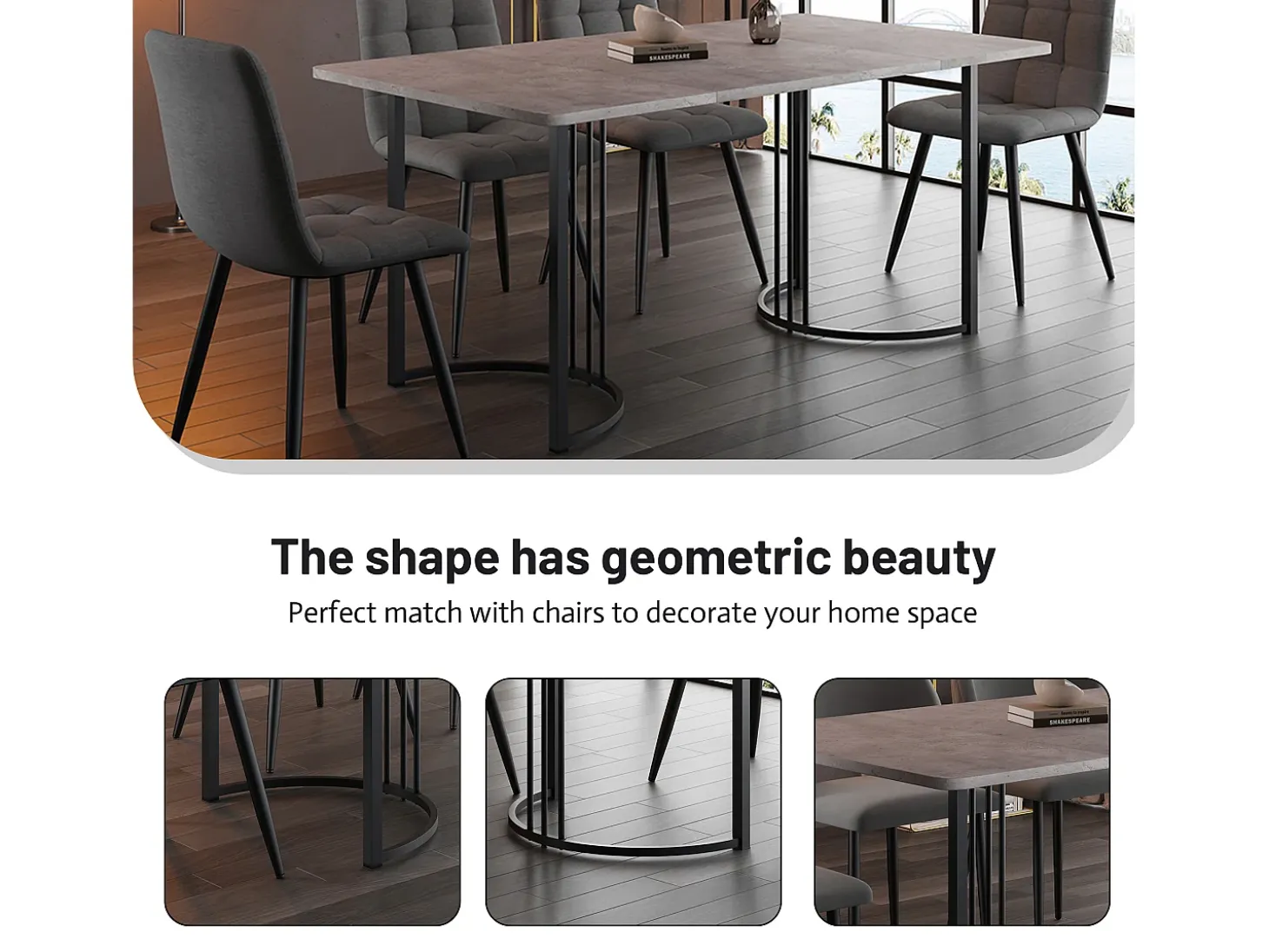Mesa rectangular 140x80 cm, mármol gris, patas metálicas regulables, para cocina y salón