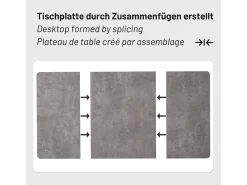 Mesa rectangular 140x80 cm, mármol gris, patas metálicas regulables, para cocina y salón