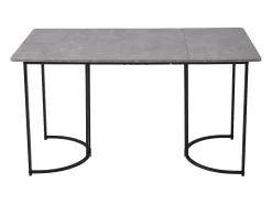 Mesa rectangular 140x80 cm, mármol gris, patas metálicas regulables, para cocina y salón