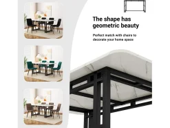 Mesa rectangular 120x70 cm, patas de metal negro, moderna y elegante para comedor y cocina.