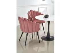 Mesa redonda de 90 cm con tablero de cristal imitación mármol blanco y pata central Amboise negra