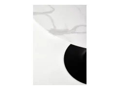 Mesa redonda de 90 cm con tablero de cristal imitación mármol blanco y pata central Amboise negra