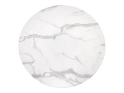 Mesa redonda de 90 cm con tablero de cristal imitación mármol blanco y pata central Amboise negra