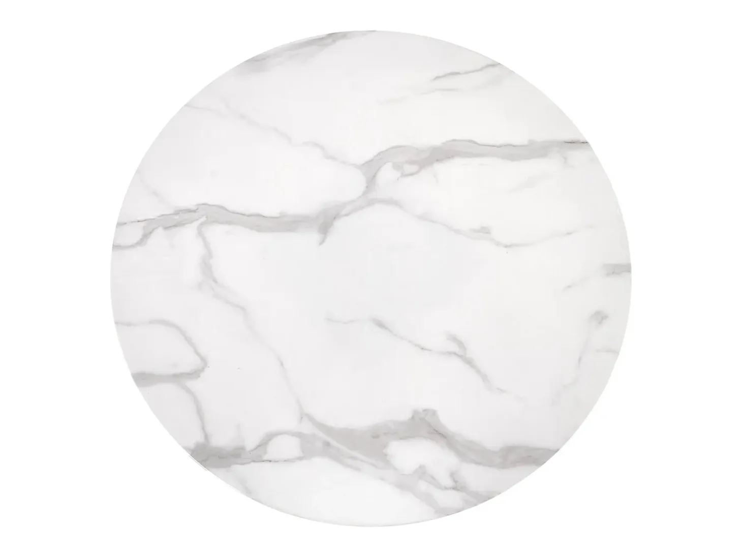 Mesa redonda de 90 cm con tablero de cristal imitación mármol blanco y pata central Amboise negra