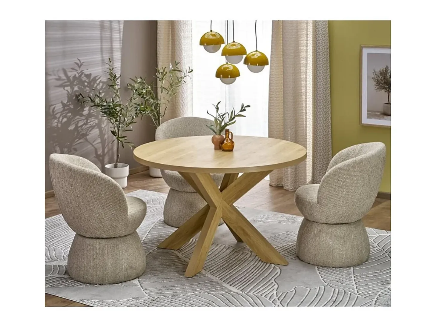 Mesa redonda de 105 cm en roble natural RAVI