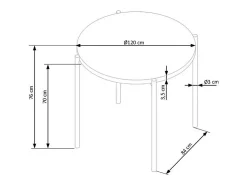 Mesa redonda de 120 cm en roble dorado con patas de acero negro Fairy