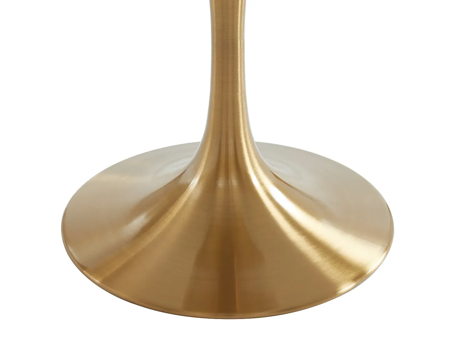 Mesa redonda de comedor design - 4 comensales - Mármol y metal - Blanco y dorado - NORAH
