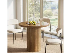 Mesa redonda de comedor, mesa de cocina para 2-4 personas, 80 x 80 x 75 cm, mesa rústica pequeña de comedor con base resistente para comedor (marrón)