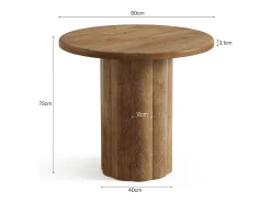 Mesa redonda de comedor, mesa de cocina para 2-4 personas, 80 x 80 x 75 cm, mesa rústica pequeña de comedor con base resistente para comedor (marrón)