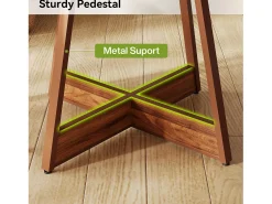 Mesa redonda de comedor para 2-4 personas, mesa de cocina rústica de 100 cm para comedor, mesa de cena con pedestal resistente, color marrón