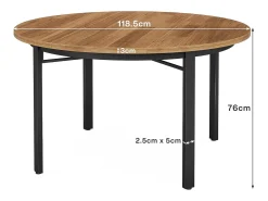 Mesa redonda de comedor para 4 a 6 personas, 120 cm, mesa de cocina con patas de metal sólidas, mesa de comedor circular