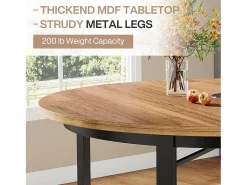 Mesa redonda de comedor para 4 a 6 personas, 120 cm, mesa de cocina con patas de metal sólidas, mesa de comedor circular