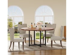 Mesa redonda de comedor para 4-6 personas, mesa de cocina circular de 120 cm, mesas de cena pequeñas modernas