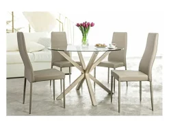 Mesa redonda de cristal con pata natural diámetro 114 cm - MAYO
