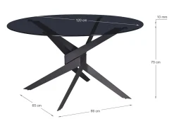 Mesa redonda de cristal para 4 personas, gris 120x76 cm