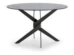 Mesa redonda de cristal para 4 personas, gris 120x76 cm