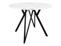 Mesa redonda de diseño moderno, tablero de MDF marmolado, patas de metal negro, para comedor y salón (100x100x76cm)