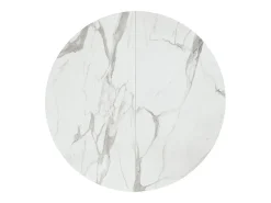 Mesa redonda de madera, acabado blanco, patas negras Ø120xH75.3-170x120x75.3 - PANTELLERIA
