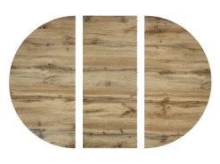 Mesa redonda de madera, acabado roble, patas de metal negro, Ø100xH75-140x100x75 - POLA