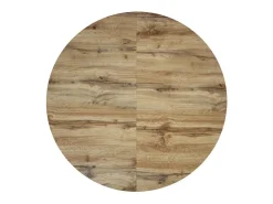 Mesa redonda de madera, acabado roble, patas de metal negro, Ø100xH75-140x100x75 - POLA