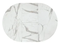 Mesa redonda de madera acabado blanco, patas negras, Ø120xH75.3-170x120x75.3 - PANTELLERIA
