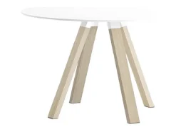 Mesa redonda de madera de diseño Bipola con patas de roble macizo natural-Color Negro-Diámetro 109 cm