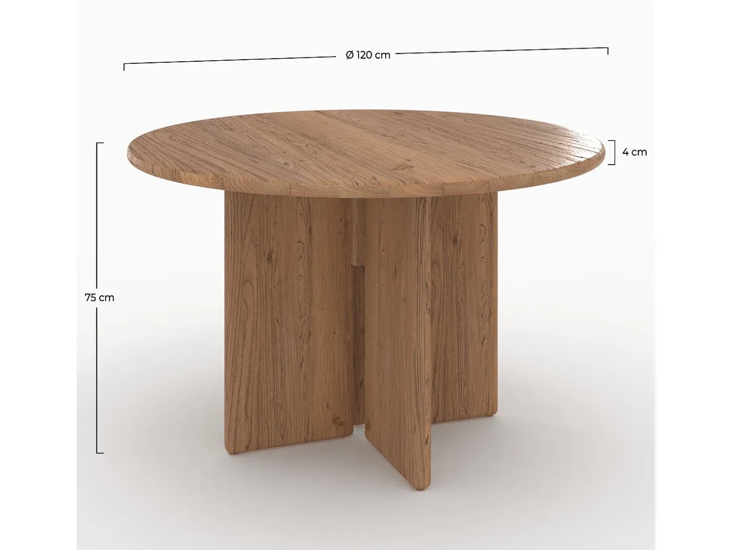 Mesa redonda de madera de olmo 4 personas - Gulia