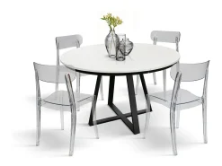 Mesa redonda de madera de fresno blanco, base antracita, ext.⌀120 - PANTELLERIA