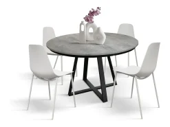 Mesa redonda de madera gris cemento, base antracita, ext.⌀120 - PANTELLERIA