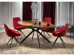 Mesa redonda de roble para 4 personas 170x76 cm