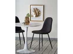 Mesa redonda efecto mármol con base de acero blanco Ø80x73 cm