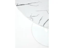 Mesa redonda efecto mármol con base de acero blanco Ø80x73 cm