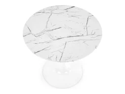 Mesa redonda efecto mármol con base de acero blanco Ø80x73 cm